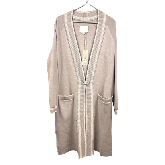NEW Soia & Kyo Cordelia Varsity Coatigan Cardigan in Latte (Grey Taupe) Size S - Picture 4 of 8